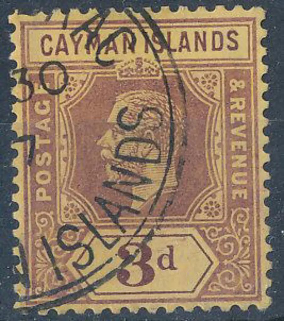 Cayman Islands 1920 3d KGV on orange-buff. F/U SG ... Image 1++