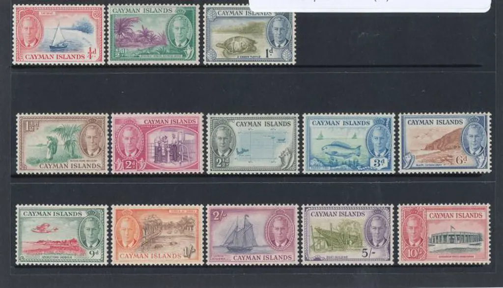 Cayman Islands 1950 KGVI defins set of 13 to 10/-. ... Image 1++