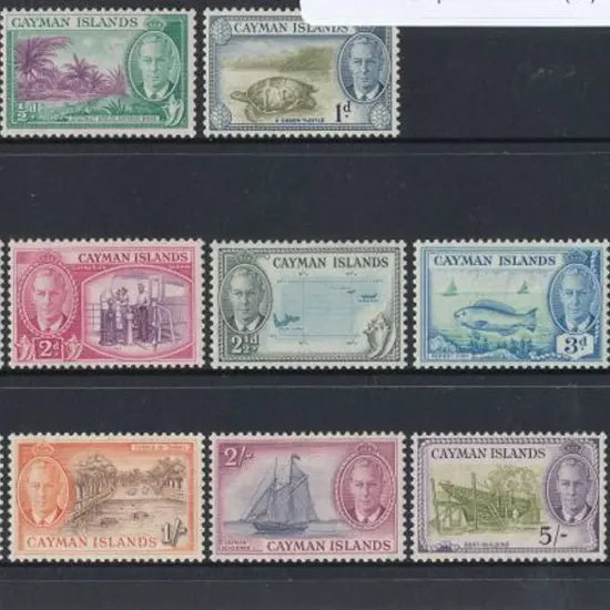 Cayman Islands 1950 KGVI defins set of 13 to 10/-. ...