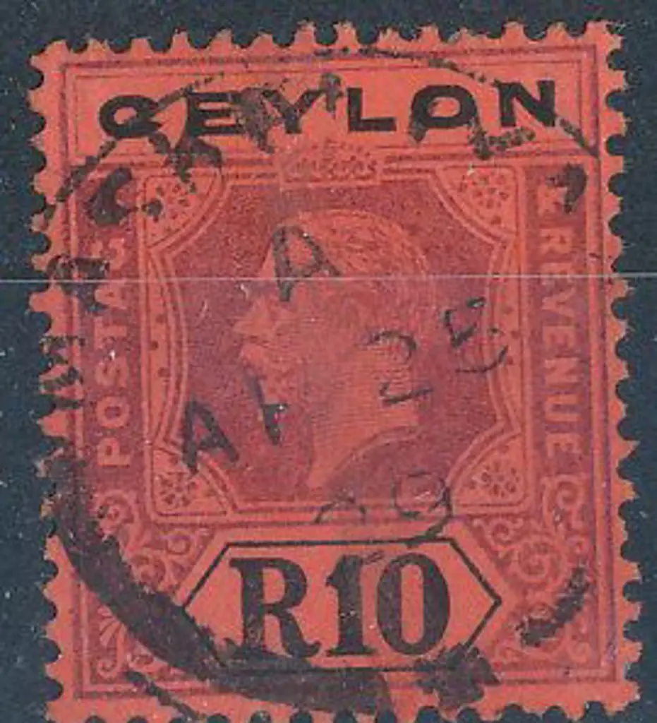 Ceylon 1912/25 10R KGV Die II used with strong ... Image 1++