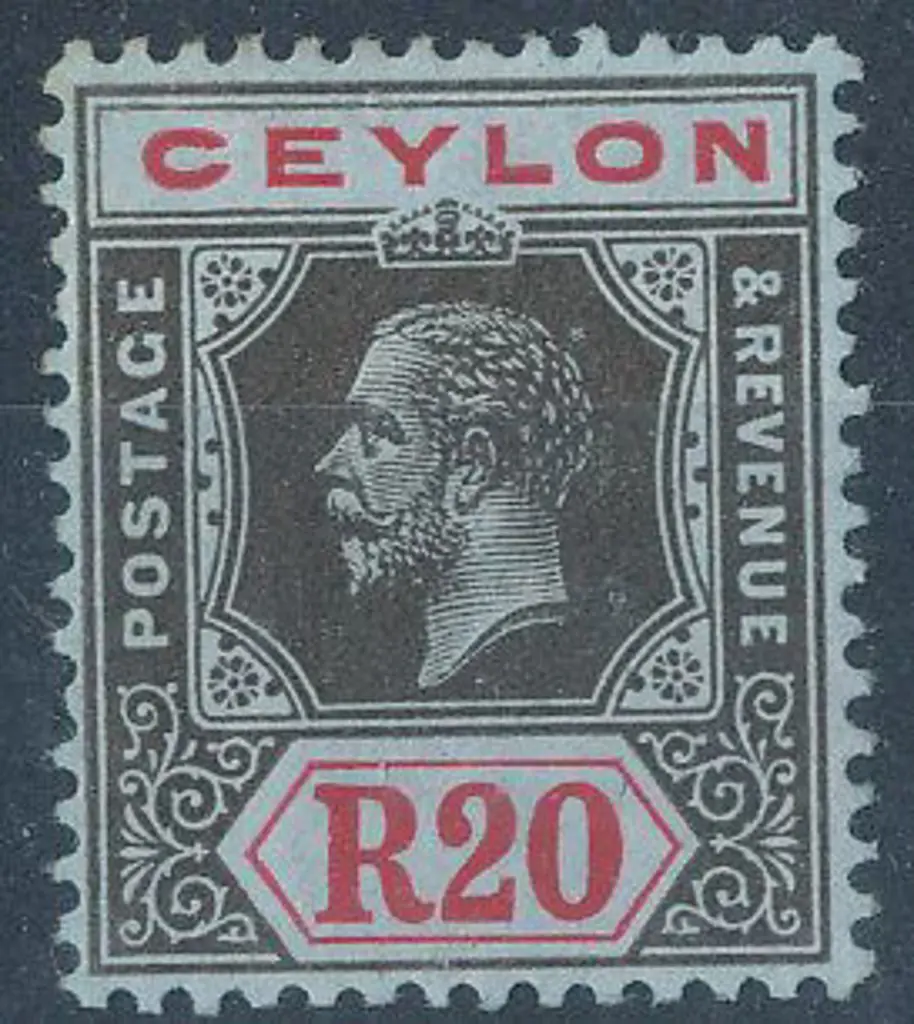 Ceylon 1912/25 20R black & red on blue MLH with ... Image 1++