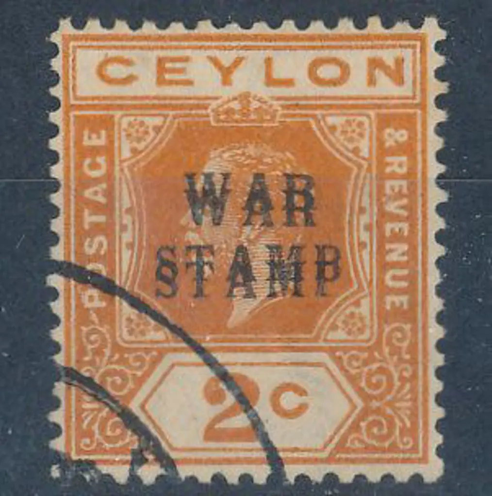 Ceylon 1918/9 2¢ orange "WARSTAMP" ovpt double. ... Image 1++