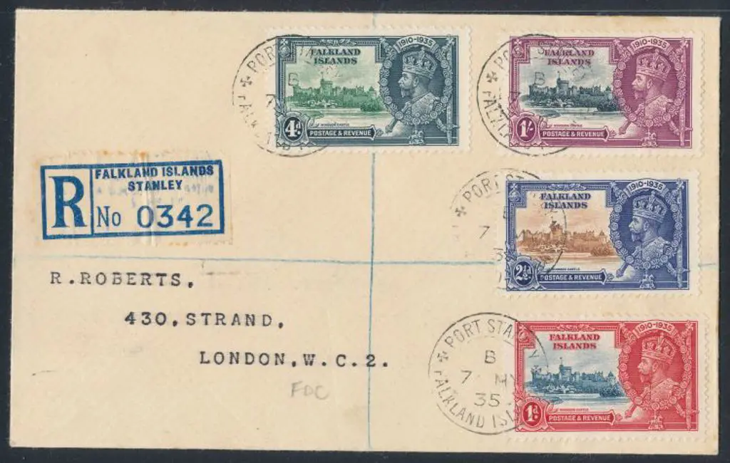 Falkland Islands 1935 Silver Jubilee set of 4 on ... Image 1++