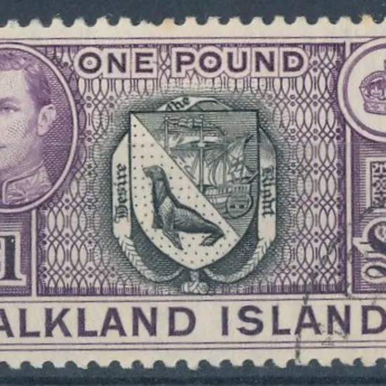 Falkland Islands 1938/50 £1 black & violet. F/U SG ...
