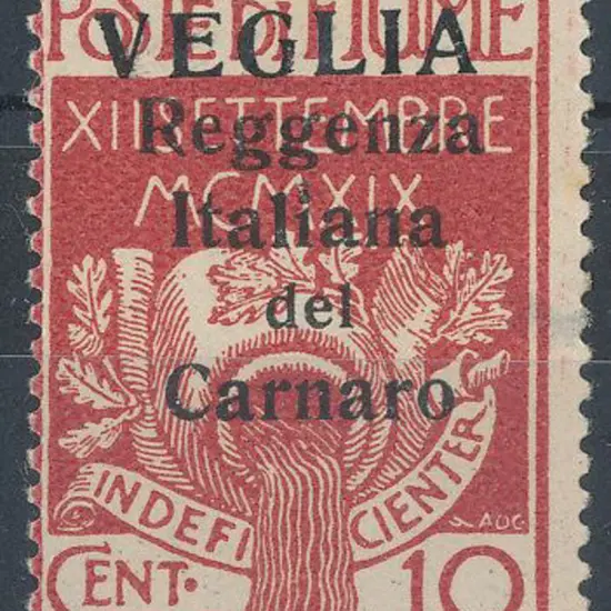 Fiume "VEGLIA" large letters ovpt on 10¢ red. Thin ...