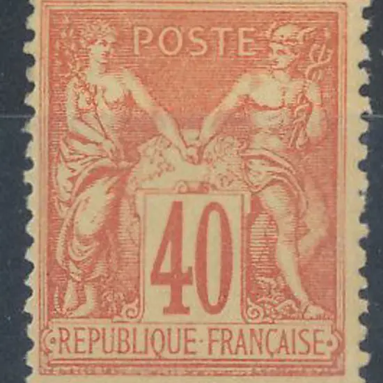 France 1877/90 40¢ red on yellow. Fine MLH. SG 270 ...