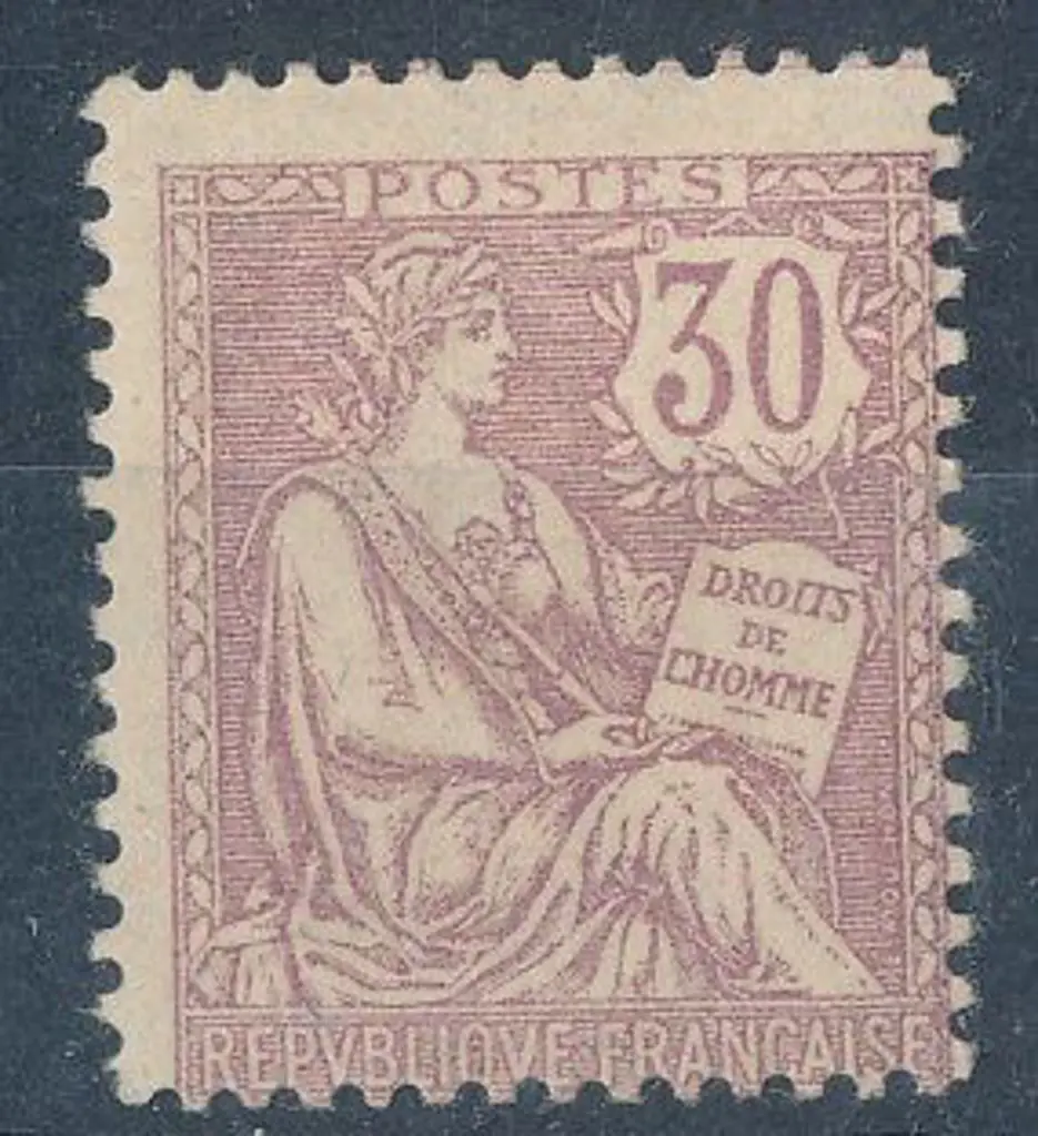 France 1902 30¢ mauve Mouchon MLH centred low. SG ... Image 1++