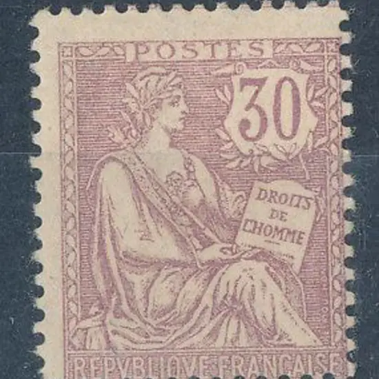 France 1902 30¢ mauve Mouchon MLH centred low. SG ...