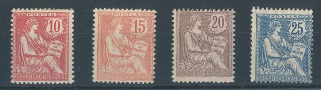 France 1902 Mouchon Type II 10c, 15c, 20c & 25c ... Image 1++