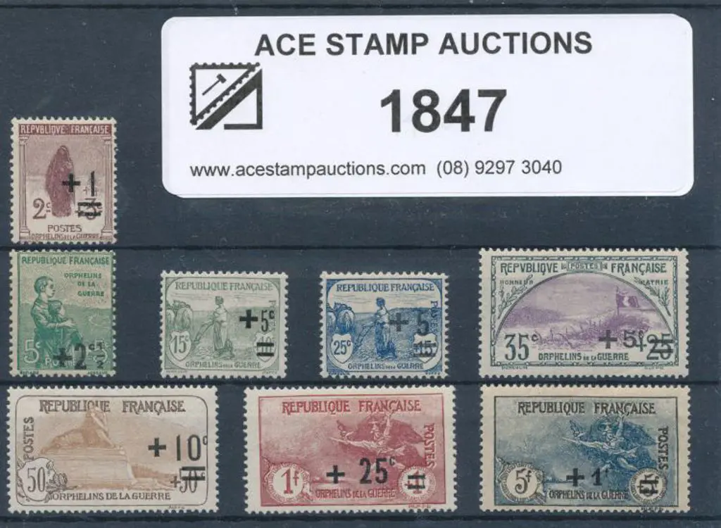 France 1922 War Orphans Fund set of 8 fine MLH. ... Image 1++