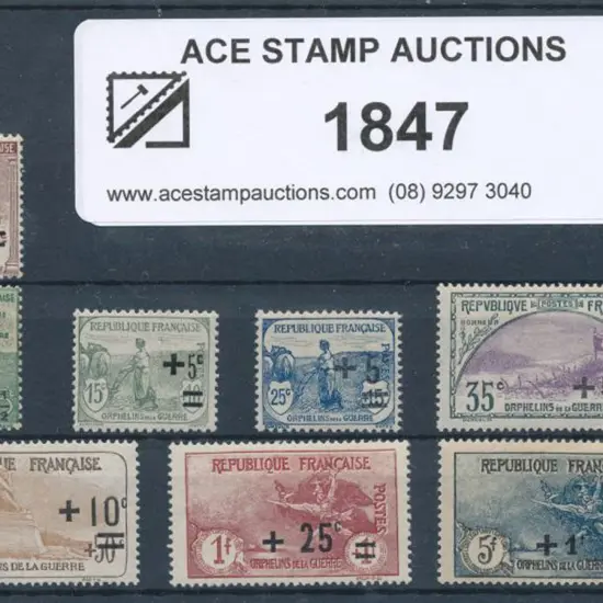 France 1922 War Orphans Fund set of 8 fine MLH. ...