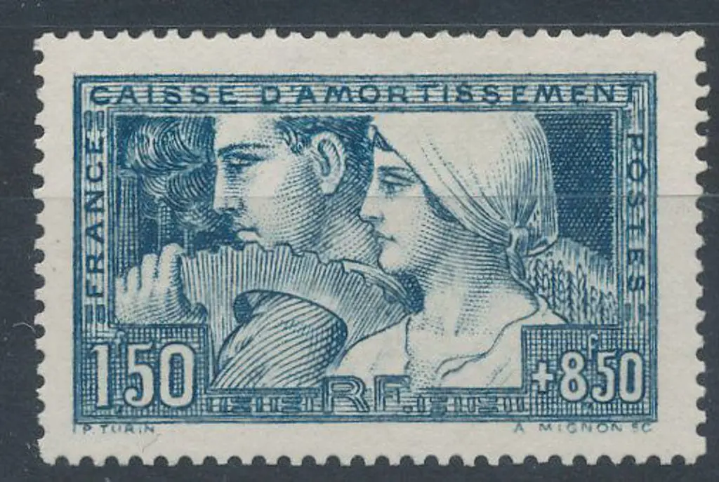 France 1928 1f50 + 8f50 blue "Sinking Fund" Type I ... Image 1++