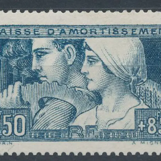 France 1928 1f50 + 8f50 blue "Sinking Fund" Type I ...