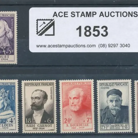 France 1954 National Relief Fund set of 6 MUH. SG ...