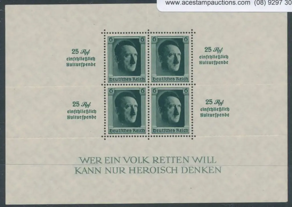 Germany 1937 Hitler M/S with 25pf einschliezlich ... Image 1++