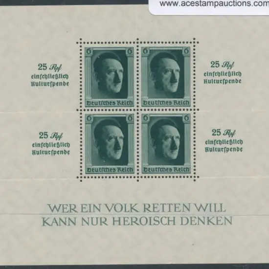 Germany 1937 Hitler M/S with 25pf einschliezlich ...