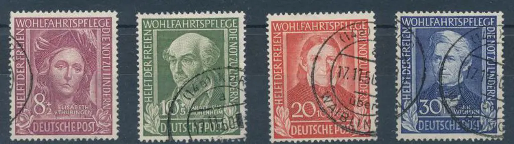 Germany West 1949 Relief Fund set of 4. F/U Mi ... Image 1++