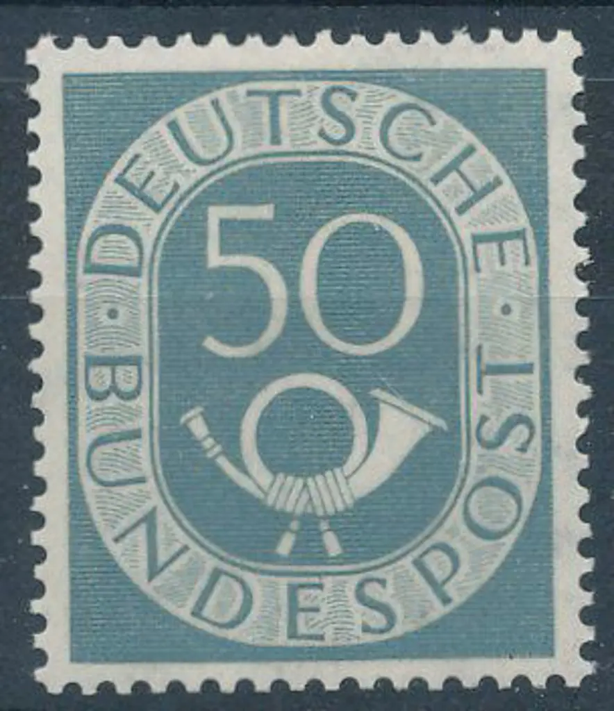 Germany West 1951 50pf grey posthorn MUH. Mi134 ... Image 1++