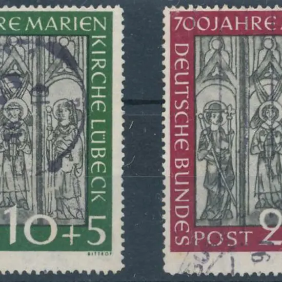 Germany West 1951 St Mary's Church pair fine used, ...