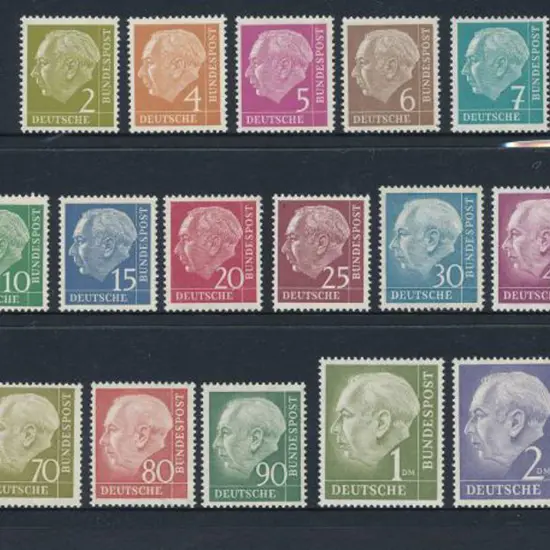 Germany West 1954 Heuss defins complete to DM3. ...