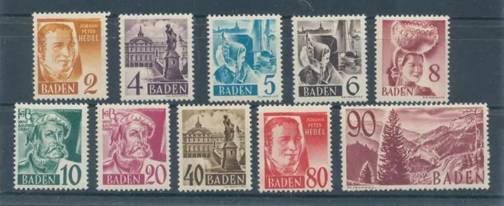 Germany - French Zone 1948 Baden "no pf after ... Image 1++