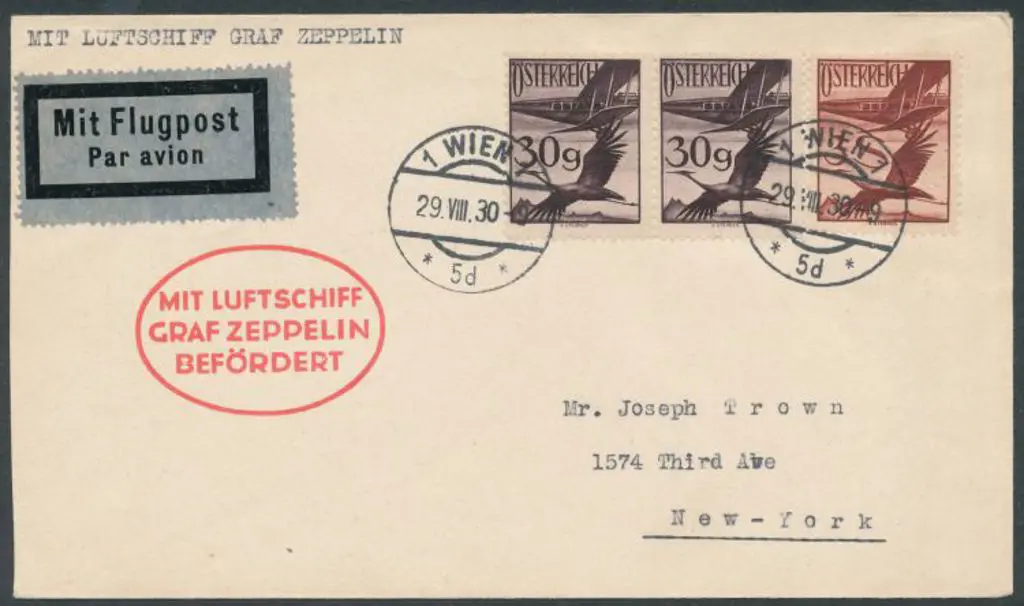 Germany - Zeppelin Mails 1930 (29th Aug) Austria ... Image 1++