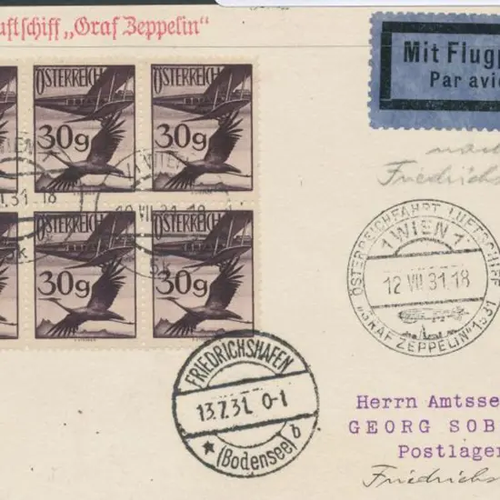 Germany - Zeppelin Mails 1931 (12th July) Austria ...