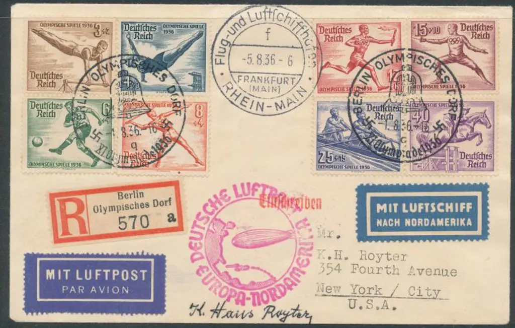 Germany - Zeppelin Mails 1936 (1st Aug) Germany to ... Image 1++