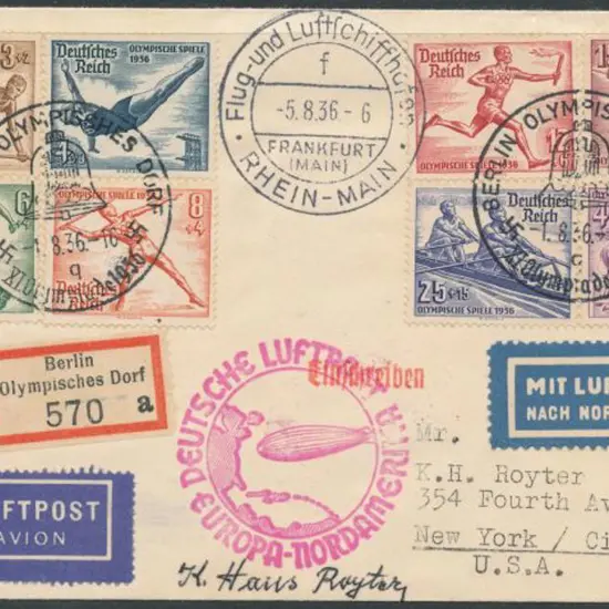 Germany - Zeppelin Mails 1936 (1st Aug) Germany to ...