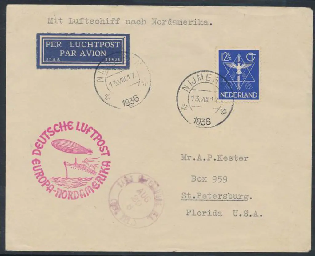 Germany - Zeppelin Mails 1936 (13th Aug) ... Image 1++