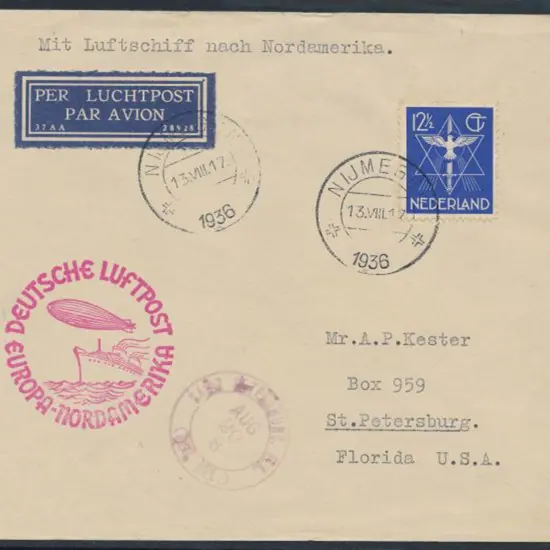 Germany - Zeppelin Mails 1936 (13th Aug) ...