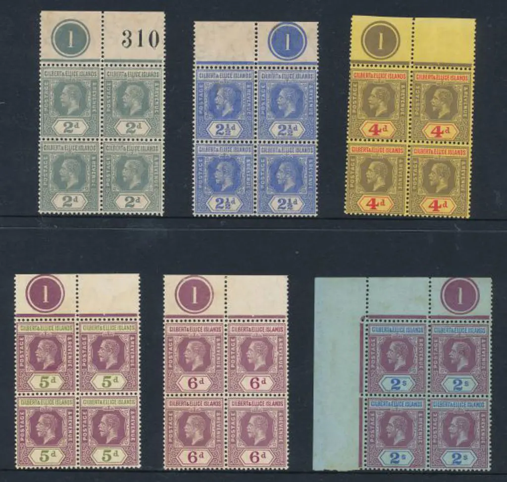 Gilbert & Ellice Island 1912/24 KGV 2d, 2½d, 4d, ... Image 1++