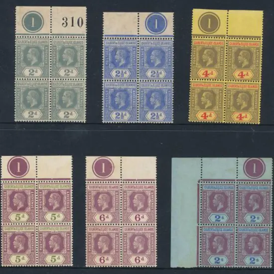Gilbert & Ellice Island 1912/24 KGV 2d, 2½d, 4d, ...