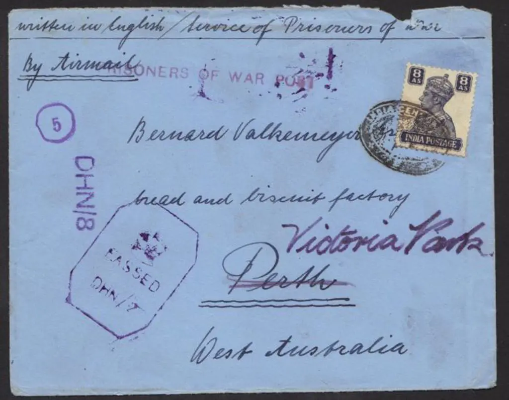 India WWII Prisoner of War undated letter from ... Image 1++