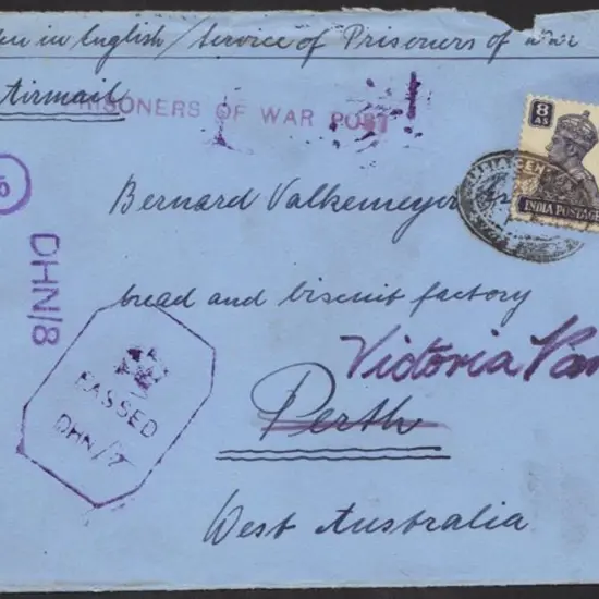 India WWII Prisoner of War undated letter from ...