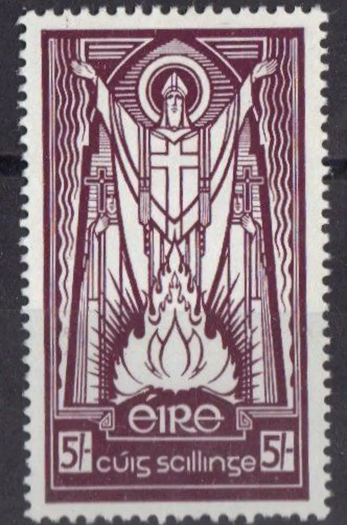 Ireland 1942 5/- St Patrick on chalk surfaced ... Image 1++