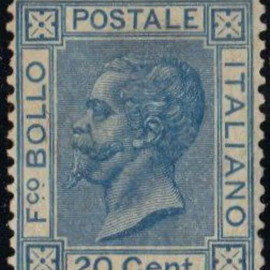 Italy 1867 20¢ bright blue MLH. Centred low. SG ...