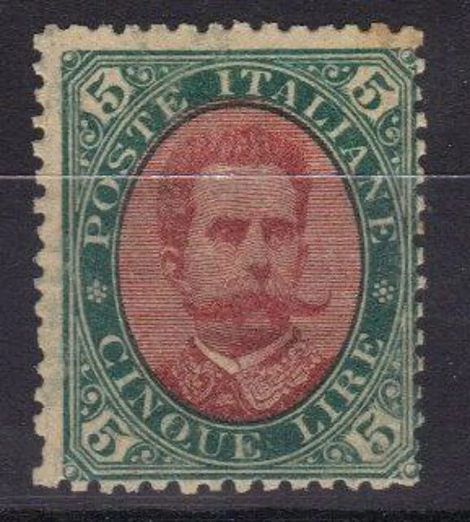 Italy 1889 5l red & green MVLH. SG 43 Cat. £75 Image 1++