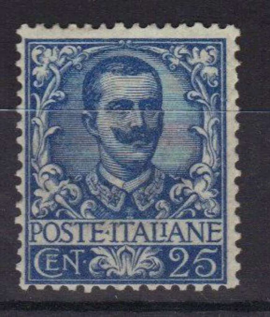 Italy 1901 25¢ deep blue MLH with typical streaky ... Image 1++