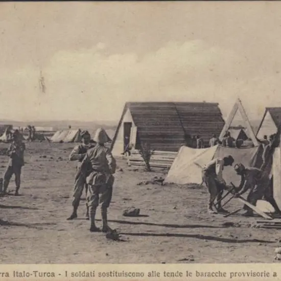 Italy 1912 Postcard showing soldiers working at a ...