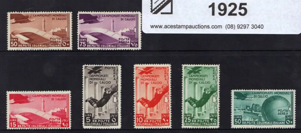 Italian Colonies 1934 World Football airs set of 7 ... Image 1++