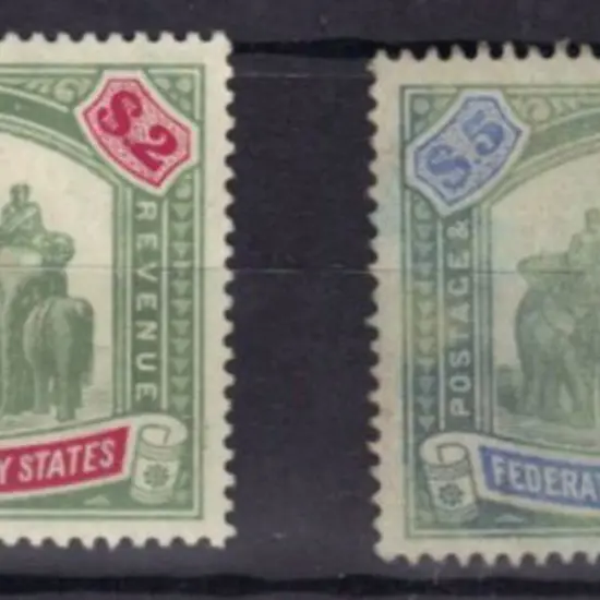 Malaya - Fed. Malay States 1900/10 $2 & $5 ...