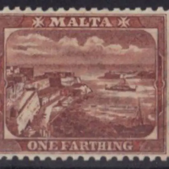 Malta 1899 ¼d brown harbour with wmk Crown to left ...