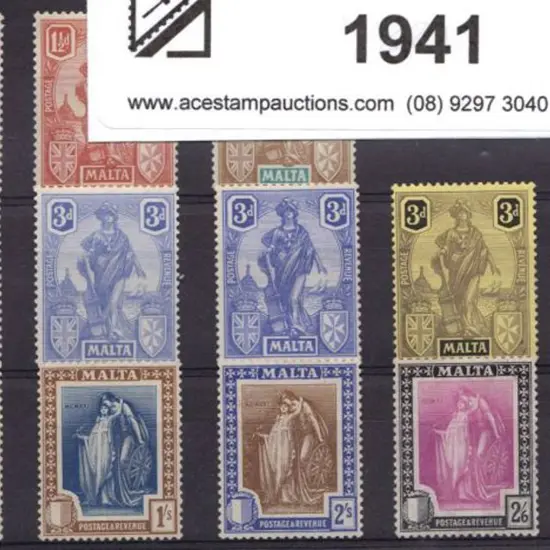 Malta 1922-26 1d - 5/- defins incl. 3d ...