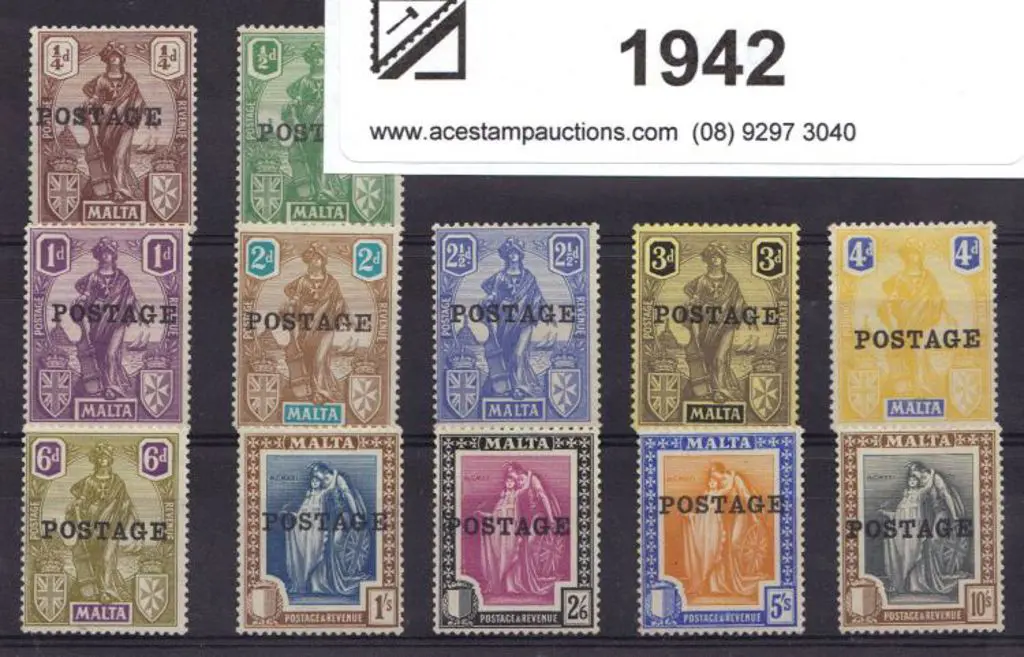 Malta 1926 "POSTAGE" ovpts set of 12 to 10/- bar ... Image 1++