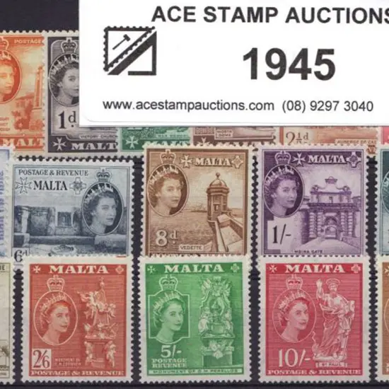 Malta 1956/58 ¼d - £1 QEII defins. Set of 17 MLH. ...