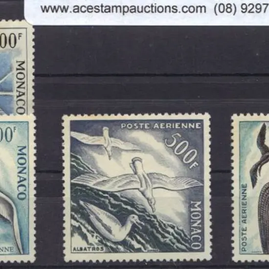 Monaco 1955 Birds Airmails 100f to 1000f. Perf. ...