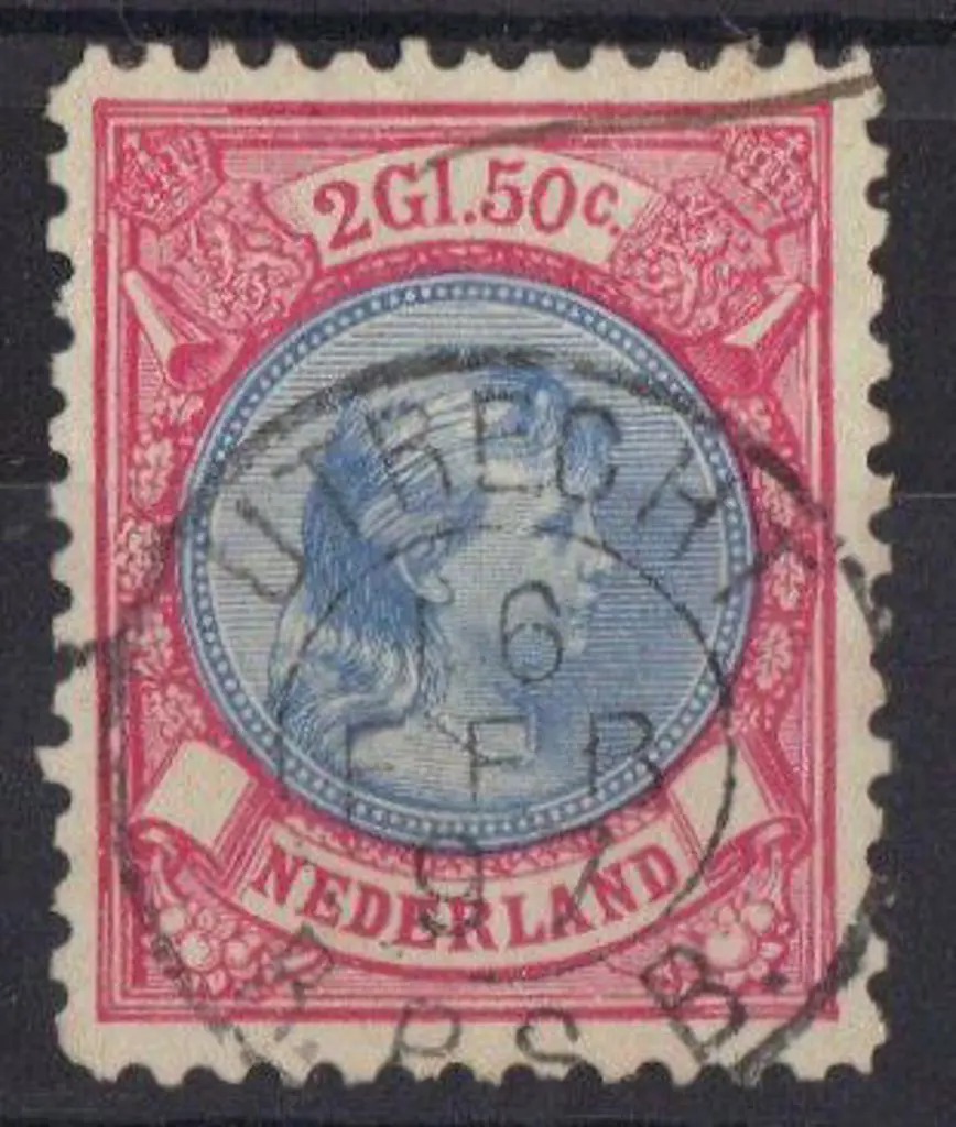 Netherlands 1891 2g50 blue & red Wilhelmina. perf. ... Image 1++