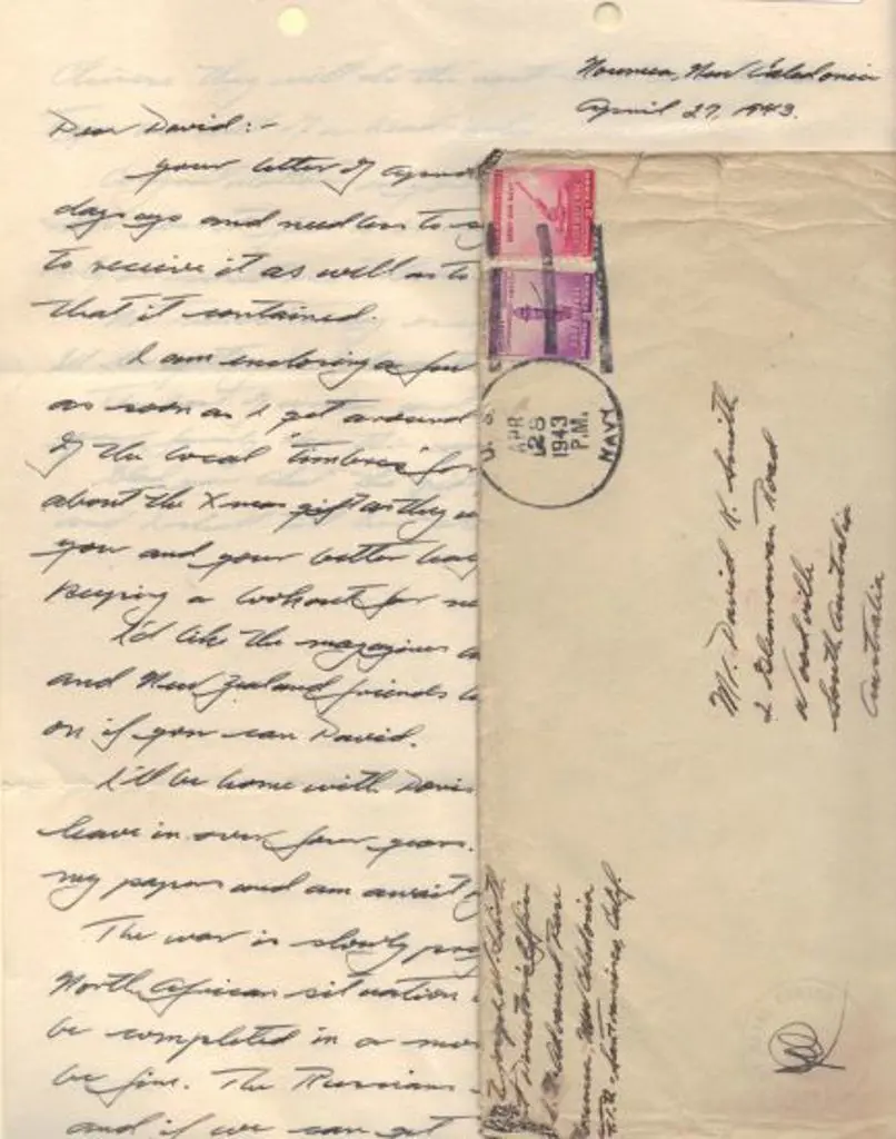 New Caledonia 1943 (Apr) long cover franked US 3¢ ... Image 1++