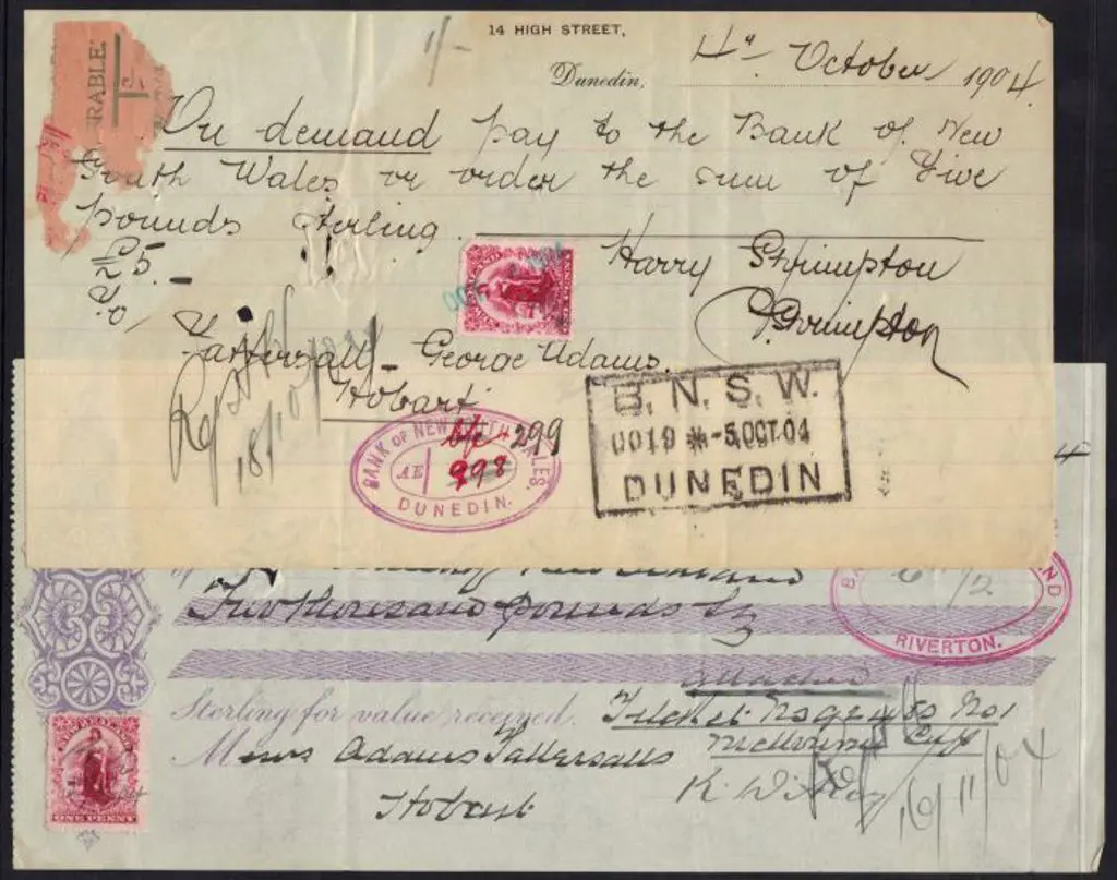 New Zealand 1904 money orders for £5 & £2000 ... Image 1++